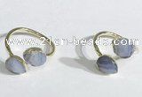 NGR1089 8*10mm faceted flat droplet blue lace agate rings wholesale