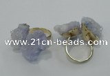 NGR11 15*20mm - 20*25mm nuggets plated druzy quartz rings