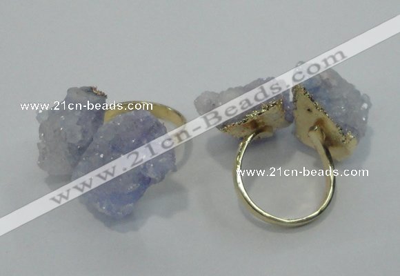 NGR11 15*20mm - 20*25mm nuggets plated druzy quartz rings