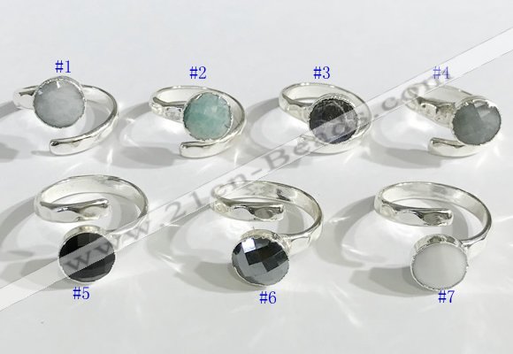 NGR1101 10mm faceted coin  mixed gemstone rings wholesale