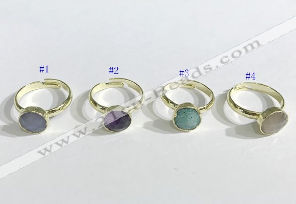 NGR1102 10mm faceted coin  mixed gemstone rings wholesale