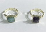 NGR1104 10mm faceted square  mixed gemstone rings wholesale