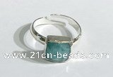 NGR1105 10mm faceted square  amazonite gemstone rings wholesale