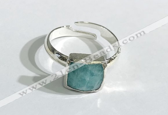 NGR1105 10mm faceted square  amazonite gemstone rings wholesale