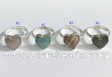 NGR1108 13mm faceted heart  mixed gemstone rings wholesale