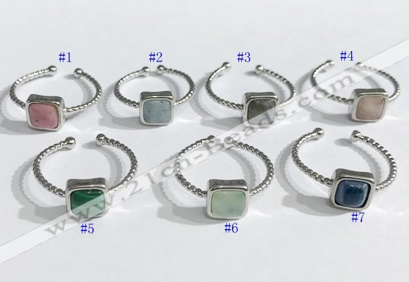 NGR1112 8mm square  mixed gemstone rings wholesale