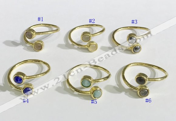 NGR1115 6mm coin  mixed gemstone rings wholesale