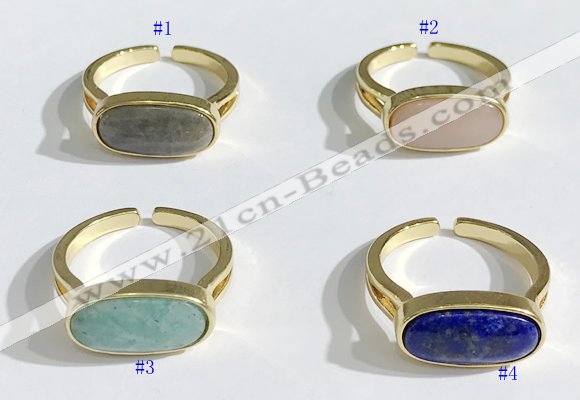 NGR1124 8*16mm oval mixed gemstone rings wholesale
