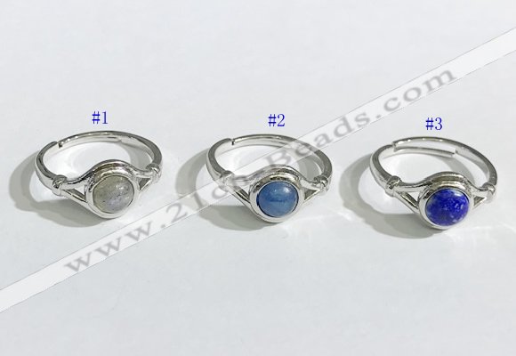 NGR1130 14*17mm flat round mixed gemstone rings wholesale