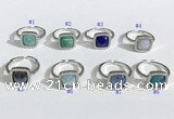 NGR1131 12mm square mixed gemstone gemstone rings wholesale