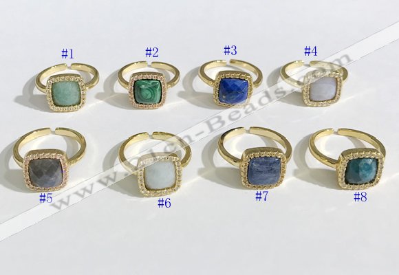 NGR1132 12mm square mixed gemstone gemstone rings wholesale