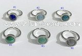 NGR1133 11mm flat round mixed gemstone gemstone rings wholesale