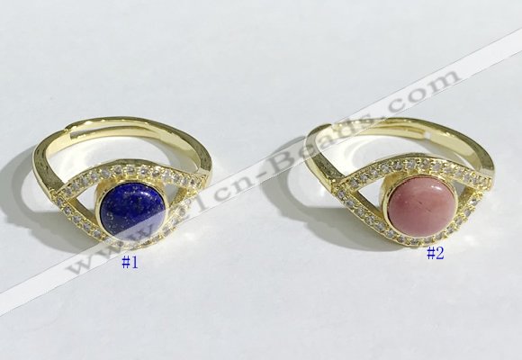 NGR1138 7mm flat round mixed gemstone gemstone rings wholesale