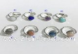 NGR1144 8*10mm faceted flat droplet mixed gemstone rings wholesale