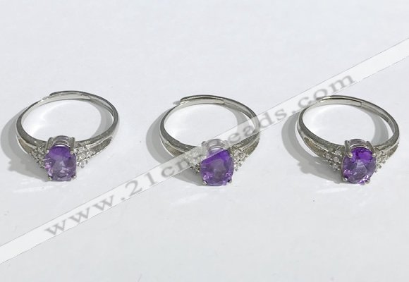 NGR1146 6*8mm faceted oval amethyst gemstone rings wholesale