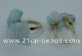 NGR12 15*20mm - 20*25mm nuggets plated druzy quartz rings