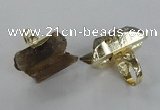 NGR122 12*35mm - 15*40mm faceted nuggets lemon quartz rings