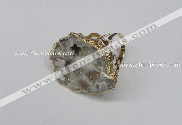 NGR124 30*40mm - 35*45mm freeform plated druzy quartz rings