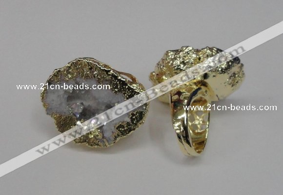 NGR125 30*40mm - 35*45mm freeform plated druzy quartz rings