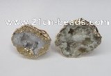 NGR126 30*40mm - 35*45mm freeform plated druzy quartz rings