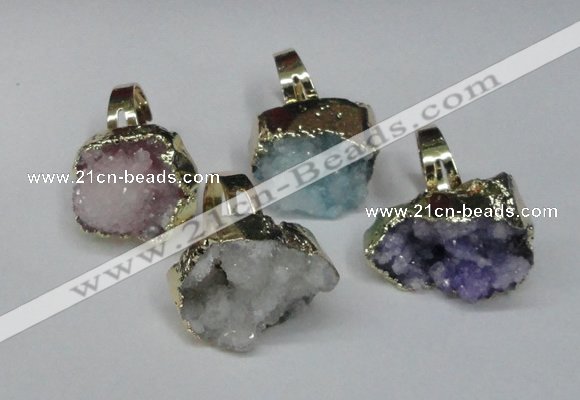 NGR133 18*25mm - 20*25mm freeform plated druzy quartz rings