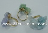 NGR15 15*20mm - 20*25mm nuggets plated druzy quartz rings