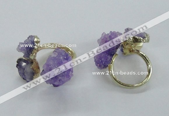 NGR150 8*10mm - 15*20mm nuggets druzy quartz rings wholesale