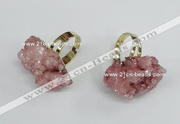 NGR16 18*25mm - 25*30mm nuggets plated druzy quartz rings