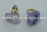 NGR18 18*25mm - 25*30mm nuggets plated druzy quartz rings