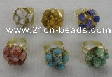 NGR181 25*30mm druzy agate gemstone rings wholesale