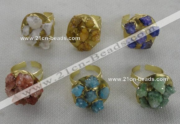 NGR181 25*30mm druzy agate gemstone rings wholesale