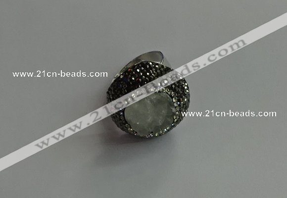 NGR2005 20*25mm flower druzy quartz rings wholesale