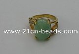 NGR2008 10*15mm faceted oval green aventurine gemstone rings