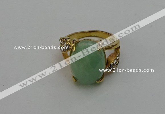 NGR2008 10*15mm faceted oval green aventurine gemstone rings