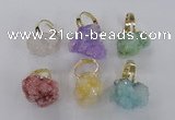 NGR21 18*25mm - 25*30mm nuggets plated druzy quartz rings