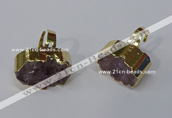 NGR210 15*25mm - 18*30mm oval druzy amethyst rings wholesale