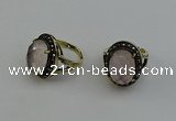 NGR2101 10*15mm faceted oval rose quartz gemstone rings