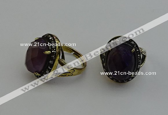 NGR2103 10*15mm faceted oval amethyst gemstone rings wholesale