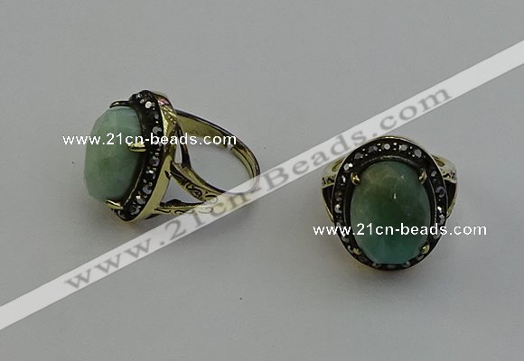 NGR2108 10*15mm faceted oval amazonite gemstone rings wholesale