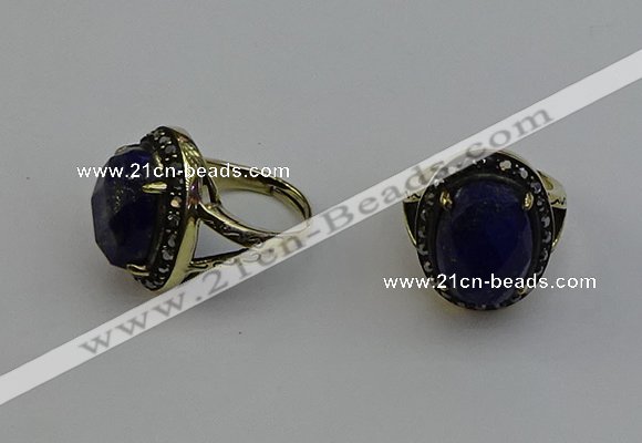 NGR2112 10*15mm faceted oval lapis lazuli gemstone rings wholesale