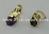 NGR2121 12*16mm - 15*18mm freeform druzy amethyst gemstone rings