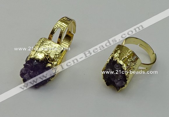 NGR2121 12*16mm - 15*18mm freeform druzy amethyst gemstone rings