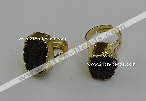 NGR2123 12*16mm - 15*20mm freeform druzy agate gemstone rings