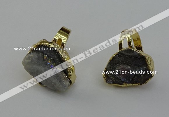 NGR2127 20*25mm - 25*35mm freeform plated druzy agate rings