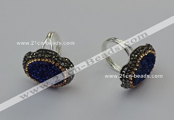 NGR2134 22*28mm - 22*30mm flower plated druzy agate rings