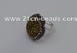 NGR2135 22*28mm - 22*30mm flower plated druzy agate rings