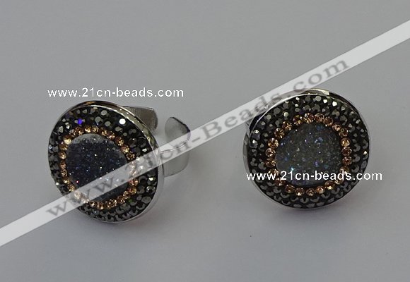 NGR2138 20mm - 22mm coin plated druzy agate rings wholesale