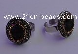 NGR2139 20mm - 22mm coin plated druzy agate gemstone rings