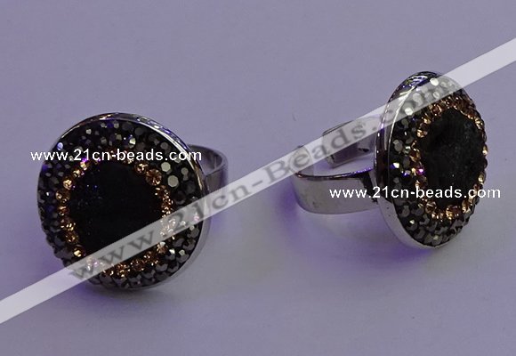 NGR2139 20mm - 22mm coin plated druzy agate gemstone rings