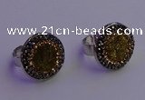 NGR2140 20mm - 22mm coin plated druzy agate gemstone rings